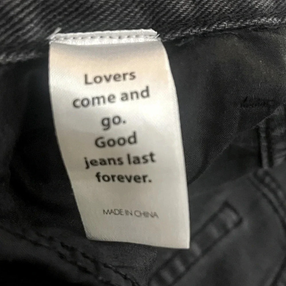 PacSun High Rise Distressed Straight Leg Jeans Womens 28 Black‎ Button Fly - Picture 7 of 10